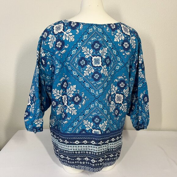 Johnny Was XXL Top Linen Blouse Blue - Picture 5 of 9